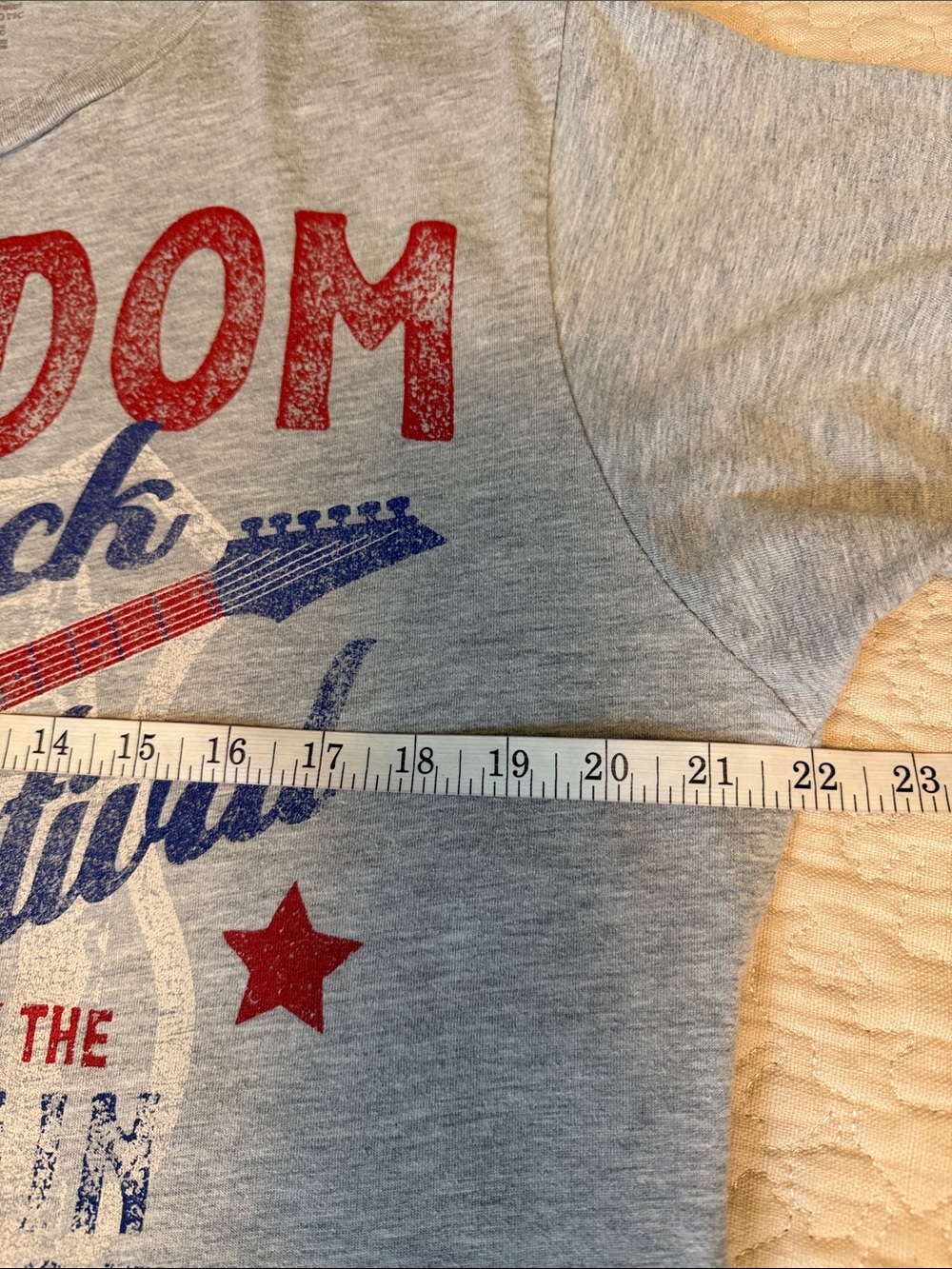 Freedom Rock Festival Men’s XL Cotton Graphic Tee - Red & Blue on Heather Gray - Picture 6 of 8